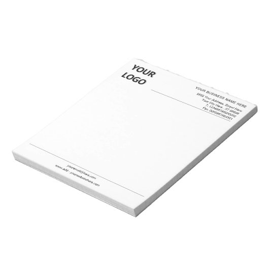 Aangepaste bedrijfsnaam Logo Contact Info Notitieb Notitieblok (Linkerzijde)
