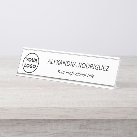 Aangepaste bedrijfsnaam Logo Functie Bureau Naambordje (Voorkant)