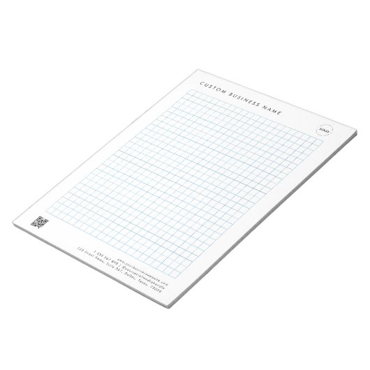 Aangepaste bedrijfsnaam Logo QR Code Tekening Graf Notitieblok (Schuin)