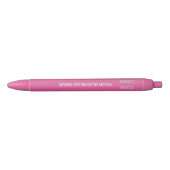 Aangepaste bedrijfsnaam & logo - Roze modern Blauwe Inkt Pen (Voorkant)