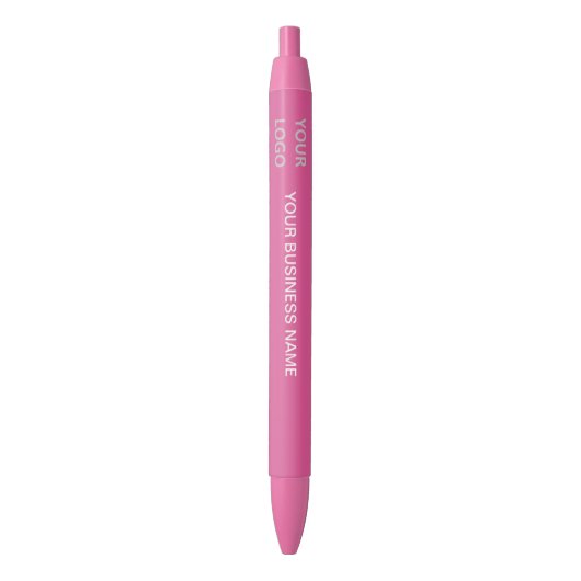 Aangepaste bedrijfsnaam & logo - Roze modern Blauwe Inkt Pen (Voorkant Verticaal)