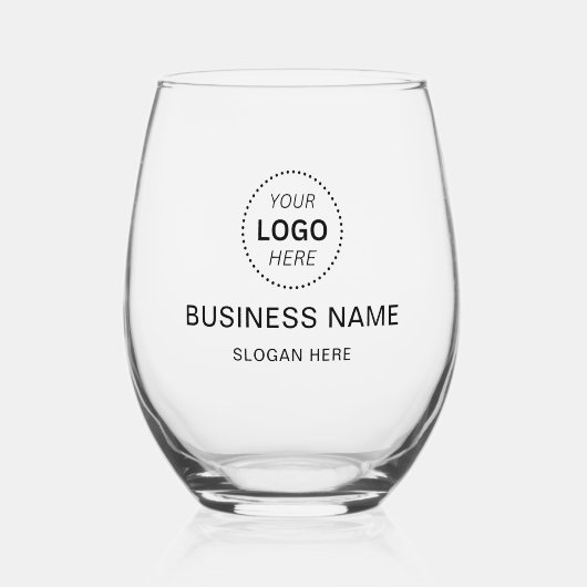 Aangepaste Bedrijfsnaam & Logo Stemless Wine Glass Wijnglas Zonder Voet (Voorkant)