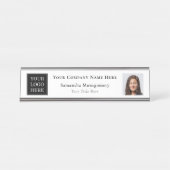 Aangepaste bedrijfsnaam Logo Titel Foto Bureau Naambordje (Voorkant)