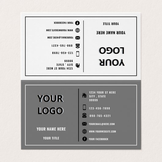 Aangepaste bedrijfsnaam Modern Lijst Uw kleuren Visitekaartje (Buitenkant ongevouwen)