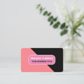 Aangepaste Bedrijfsnaam - Modern Zwart & Blush Roz Visitekaartje (Staand voorkant)