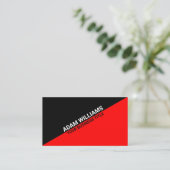 Aangepaste bedrijfsnaam - Modern zwart en rood Visitekaartje (Staand voorkant)