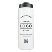Aangepaste bedrijfsnaam QR Code Logo White Branded Thermosbeker (Voorkant)