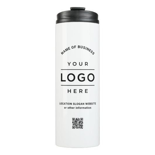 Aangepaste bedrijfsnaam QR Code Logo White Branded Thermosbeker (Voorkant)