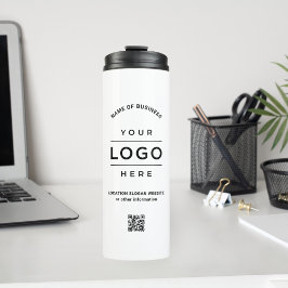 Aangepaste bedrijfsnaam QR Code Logo White Branded Thermosbeker