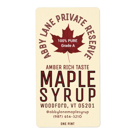 Aangepaste Bedrijfsnaam Red Maple Leaf Circular Lo Etiket (Voorkant)