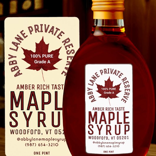 Aangepaste Bedrijfsnaam Red Maple Leaf Circular Lo Etiket