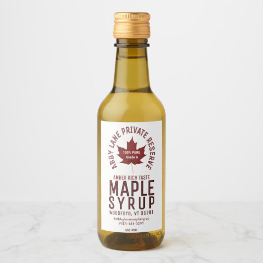 Aangepaste Bedrijfsnaam Red Maple Leaf Circular Lo Wijn Etiket (Voorkant)