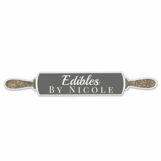 Aangepaste bedrijfsnaam Rollenpin Bakery Edibles Sticker (Voorkant)