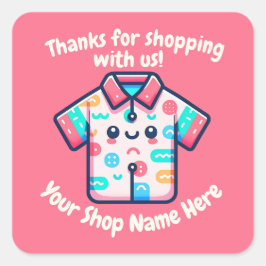 Aangepaste bedrijfsnaam Schattige T-shirt POD Verk Vierkante Sticker