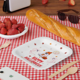 Aangepaste bedrijfsnaam, tekst en spook Halloween Papieren Bordje