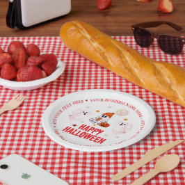 Aangepaste bedrijfsnaam, tekst en spook Halloween Papieren Bordje
