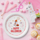 Aangepaste bedrijfsnaam, tekst en spook Halloween Papieren Bordje (Feest)