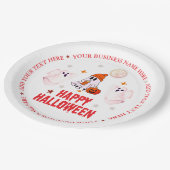 Aangepaste bedrijfsnaam, tekst en spook Halloween Papieren Bordje (Gekanteld)