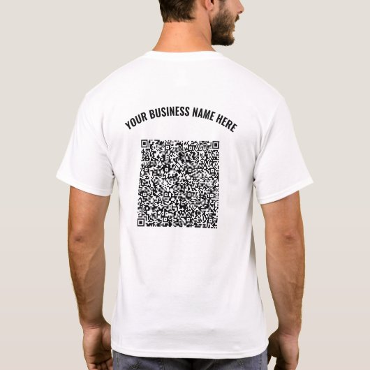 Aangepaste Bedrijfsnaam Tekst QR Code T-shirt Sjab (Achterkant)