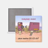 Aangepaste bedrijfsnaam telefoonnummer retro camer magneet (Voorkant / Achterkant)