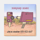 Aangepaste bedrijfsnaam telefoonnummer retro camer magneet (Voorkant)