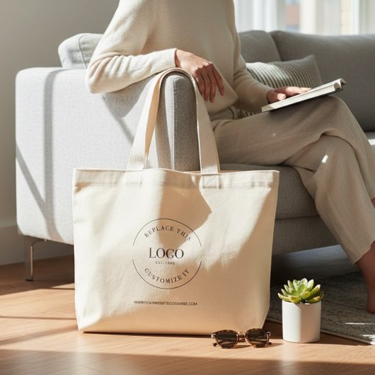 Aangepaste bedrijfsomleiding voor logo grote tote bag