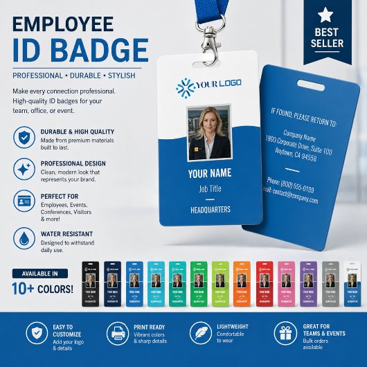 Aangepaste bedrijfspas met foto ID | Logo Badge