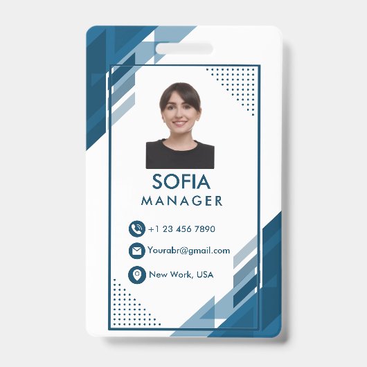Aangepaste bedrijfspas met foto, naam en logo van badge (Voorzijde)