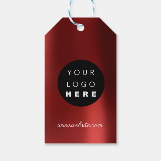 Aangepaste bedrijfsproductbeschrijving rood cadeaulabel (Voorkant)