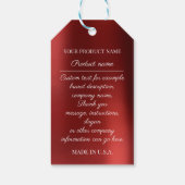 Aangepaste bedrijfsproductbeschrijving rood cadeaulabel (Achterkant)
