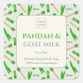 Aangepaste bedrijfssticker voor Pandan Handgemaakt Vierkante Sticker (Voorkant)