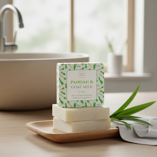 Aangepaste bedrijfssticker voor Pandan Handgemaakt Vierkante Sticker