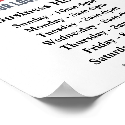 Aangepaste bedrijfsuren voor Logo Poster (Hoek)