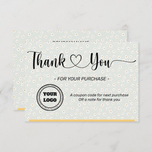 Aangepaste bedrijfsvlakte van Daisy - Hartelijk da Bedankkaart (Voorkant / Achterkant)