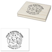 Aangepaste bedrijfsvogel met bloemen Handgemaakte Rubberstempel (Gestempeld)