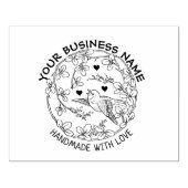 Aangepaste bedrijfsvogel met bloemen Handgemaakte Rubberstempel (Afrduk)