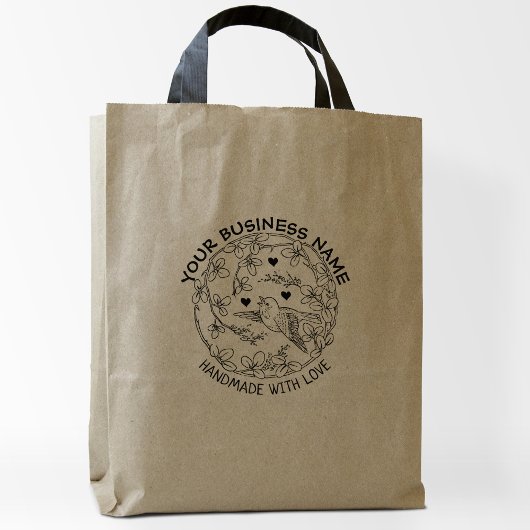 Aangepaste bedrijfsvogel met bloemen Handgemaakte Rubberstempel