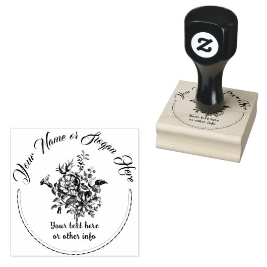 Aangepaste Bedrijven Logo stempel ELEGANT FLORAL B (Gestempeld)