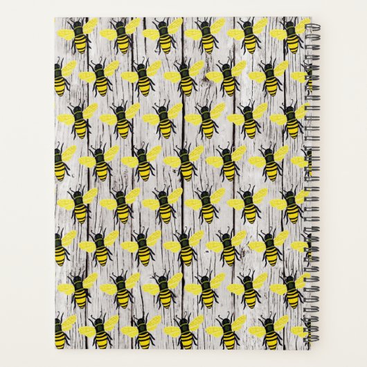 Aangepaste Bee Illustratie Rustiek Hout Ontwerp Planner (Achterkant)