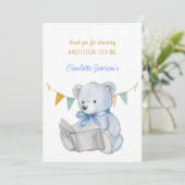 Aangepaste beer die een boek leest Bedankt Baby Sh (Staand voorkant)