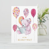 Aangepaste beer leest een boek Baby Shower Kaart (Staand voorkant)