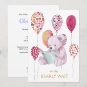 Aangepaste beer leest een boek Baby Shower Kaart (Voorkant / Achterkant)