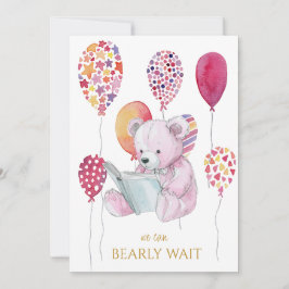 Aangepaste beer leest een boek Baby Shower Kaart