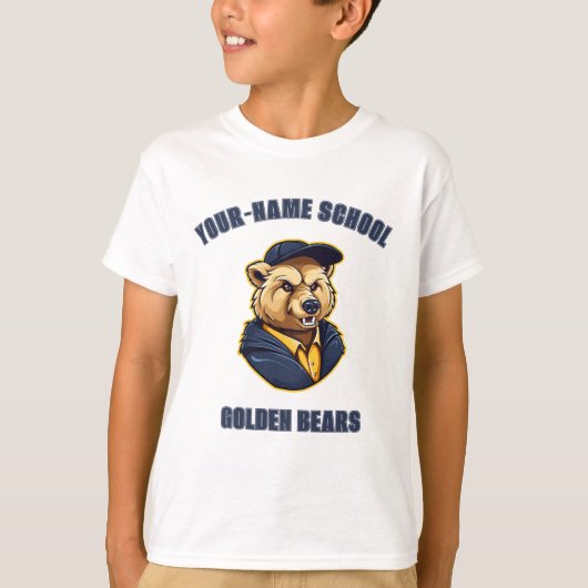 AANGEPASTE Beer Mascotte | Blauw & Goud - School C T-shirt (Voorkant)
