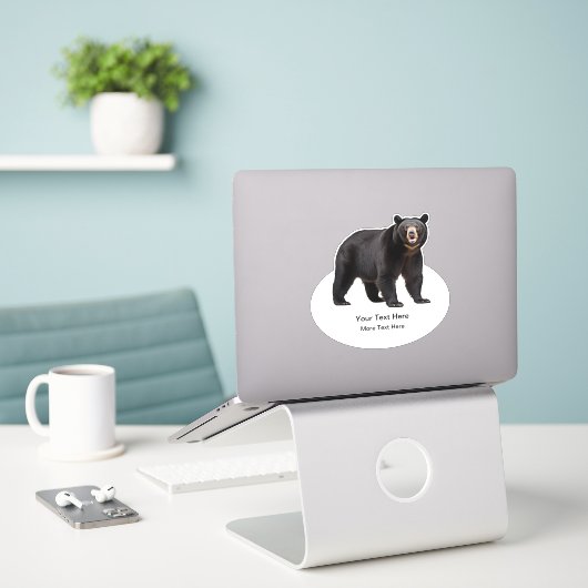 Aangepaste Beer Natuur Wildlife Thema Sticker Labe (Laptop op bureau)