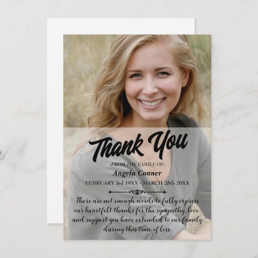 Aangepaste begrafenis Dank u kaart / sympathie (Voorkant / Achterkant)
