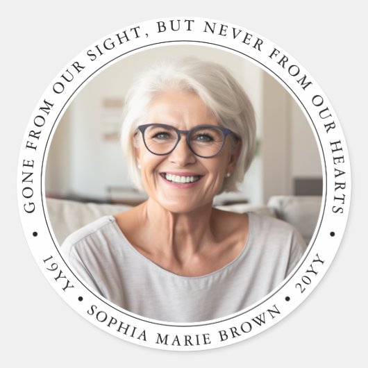 Aangepaste begrafenis sympathie herdenking herdenk ronde sticker (Voorkant)