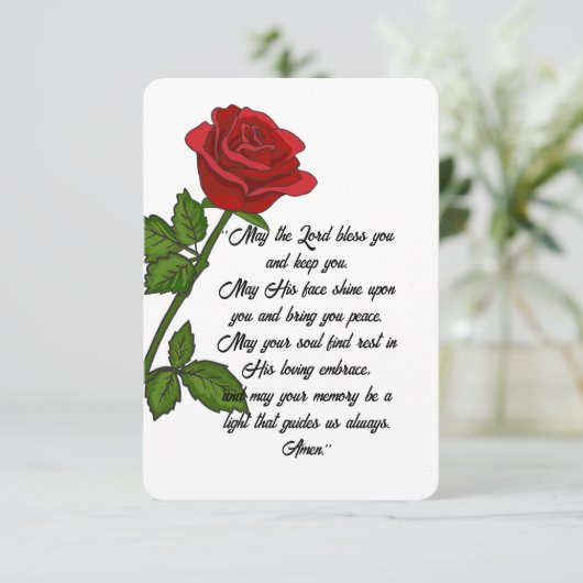 Aangepaste begrafenisherdenking Kaart met gebed en (Staand voorkant)