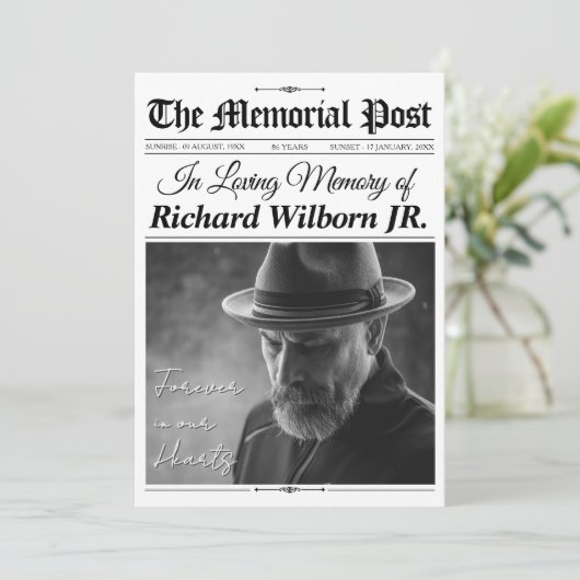 Aangepaste begrafeniskrant w-programma, Memorial K Feestdagenkaart (Staand voorkant)