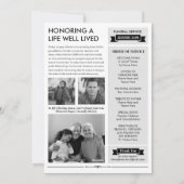 Aangepaste begrafeniskrant w-programma, Memorial K Feestdagenkaart (Achterkant)